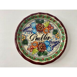 Talavera Plate Handcrafted Ceramic Pottery Puebla Mexico Floral Scalloped‎ Edge